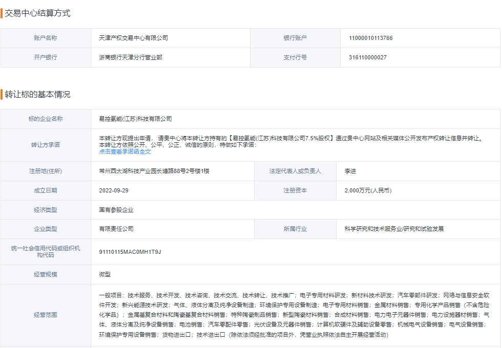 清华大学旗下氢能子公司连续亏损，拟以174万元出让7.5%股权